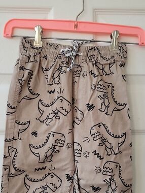 H&M Khaki Jogger Pants with Black Dino Print, Sz 6